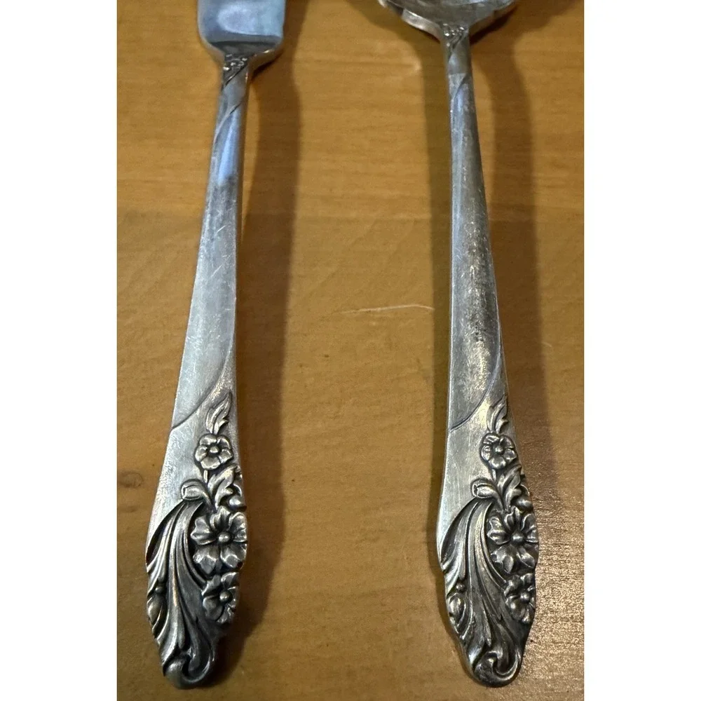 Lot 2 Oneida Evening Star Silver plate Butter Spreader & Soup Spoon Vtg 1950